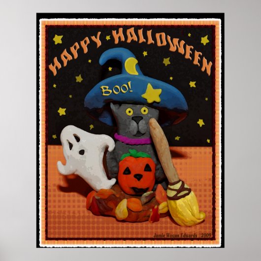 Halloween Scared Cat Art Poster (Voorkant)