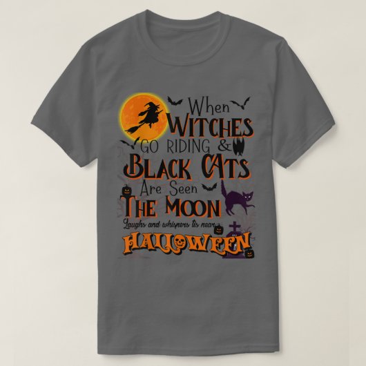 Halloween Scary Black Cat Jackolantern Witches Bat T-shirt (Design voorkant)