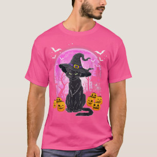 Halloween Scary Black Cat met heks Pet T-shirt
