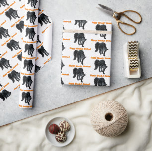 Halloween Scary Black Cat Spooky Vakantie Cartoon Cadeaupapier