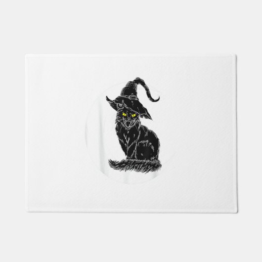  Halloween Scary Black Cat Witch Pet Moon W Deurmat (Voorkant)