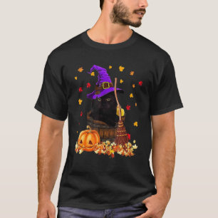  Halloween Scary Black Cat Witch Pet Moon W T-shirt