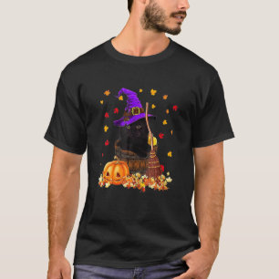 Halloween Scary Black Cat Witch Pet Moon W T-shirt