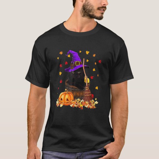  Halloween Scary Black Cat Witch Pet Moon W T-shirt (Voorkant)