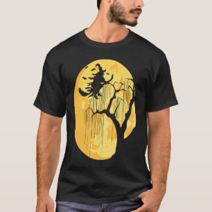  Halloween Scary Black Cat Witch Pet Moon W T-shirt