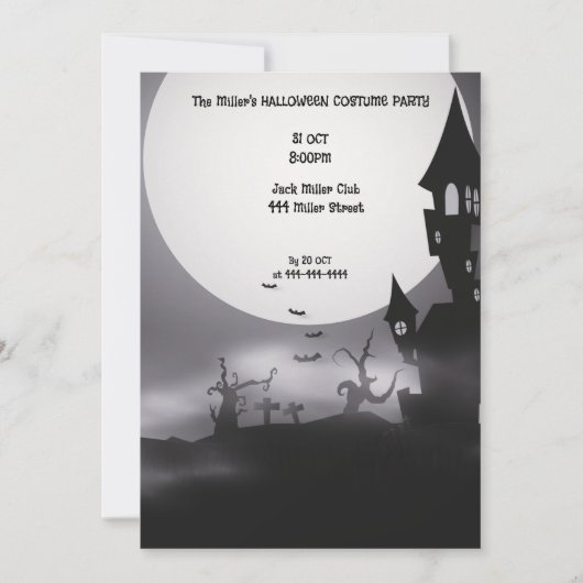 Halloween Scary Black Party Aanpassen Kaart (Voorkant)