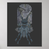 Halloween Scary Blue Goblin Creature Tombstone Poster (Voorkant)
