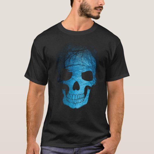 Halloween Scary Blue Night Skull T-shirt (Voorkant)