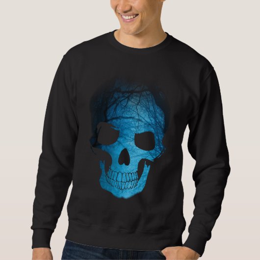 Halloween Scary Blue Night Skull Trui (Voorkant)