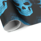 Halloween Scary Blue Night Skull Wrapping Paper Cadeaupapier (Rol Hoek)