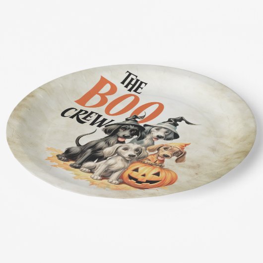 Halloween Scary Boo Dogs Crew Sinaasappel Pompoen Papieren Bordje (Gekanteld)