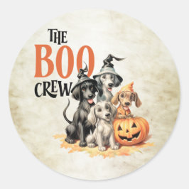 Halloween Scary Boo Dogs Crew Sinaasappel Pompoen Ronde Sticker