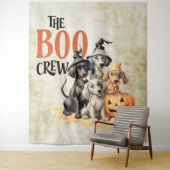 Halloween Scary Boo Dogs Crew Sinaasappel Pompoen Wandkleed (In situ)