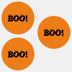 Halloween Scary Boo! Oogballen zwart oranje Labels