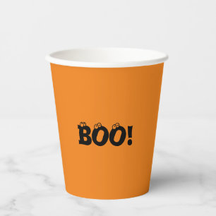 Halloween Scary Boo! Oogballen zwart oranje Papieren Bekers