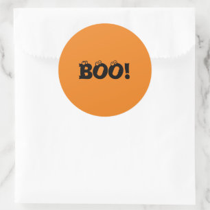 Halloween Scary Boo! Oogballen zwart oranje Ronde Sticker