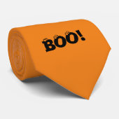 Halloween Scary Boo! Oogballen zwart oranje Stropdas (Opgerold)