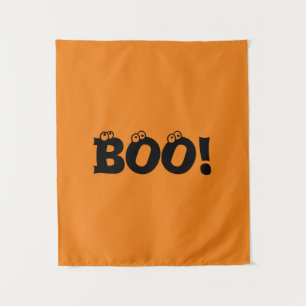 Halloween Scary Boo! oogballen zwart sinaasappel d Wandkleed