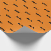 Halloween Scary Boo! Oogbollen zwart oranje patroo Cadeaupapier (Hoek)