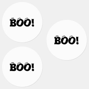 Halloween Scary Boo, zwarte etiketten met oogballe Labels
