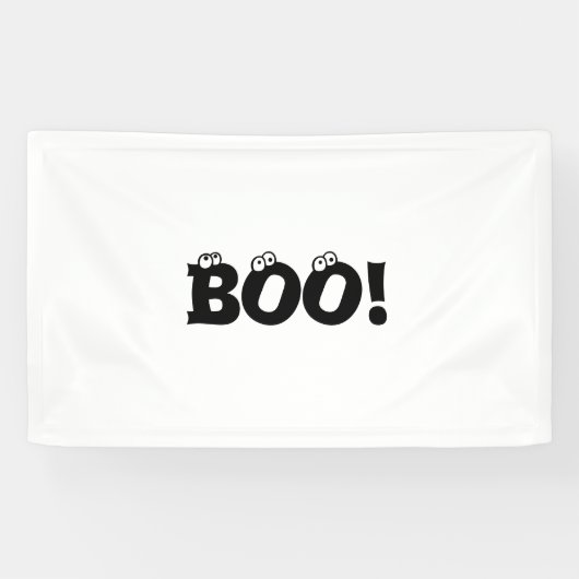 Halloween Scary Boo, zwarte witte decor Spandoek (Horizontaal)