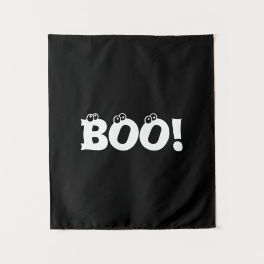 Halloween Scary Boo, zwarte witte decor Wandkleed (Voorkant)