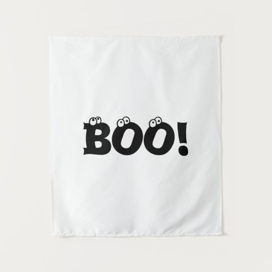 Halloween Scary Boo, zwarte witte decor Wandkleed (Voorkant)