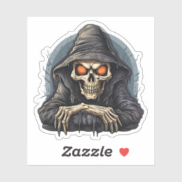 Halloween Scary Cartoon Bored Skelet Sticker