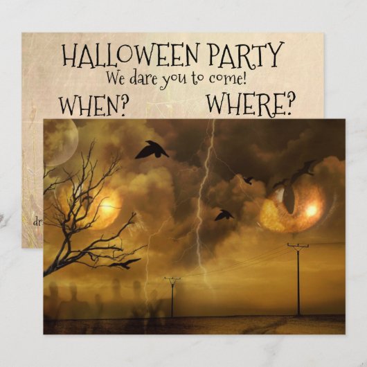 Halloween Scary Cat Eyes Party Invitation Kaart (Voorkant / Achterkant)