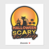 Halloween Scary Cat Lady ID858 Sticker (Vel)