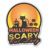Halloween Scary Cat Lady ID858 Sticker (Voorkant)