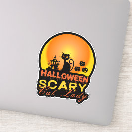 Halloween Scary Cat Lady ID858 Sticker