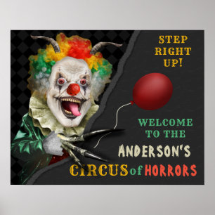 Halloween Scary Clown Adult Creepy Circus Party Poster