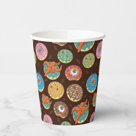 Halloween Scary Donut Pattern-kopjes Papieren Bekers (Links)