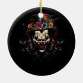 Halloween Scary Evil Clown Masker Horror Gezicht Z Keramisch Ornament (Achterkant)