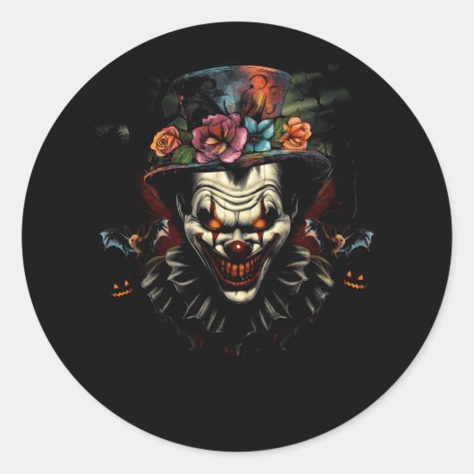 Halloween Scary Evil Clown Masker Horror Gezicht Z Ronde Sticker (Voorkant)