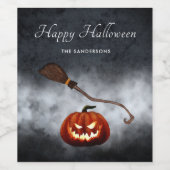 Halloween Scary Evil Pumpkin gepersonaliseerd Wijn Etiket (Enkel label)