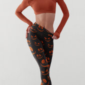 Halloween Scary Eyes Face Modern Black Oranje Leggings