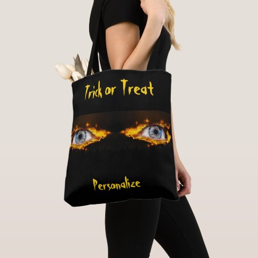 Halloween Scary Eyes Trick or treat Snoep herbruik Tote Bag (Dichtbij)