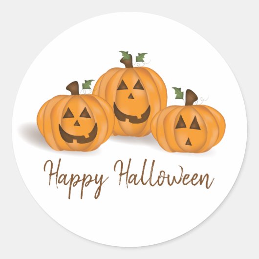 Halloween Scary Funny Cute Pumpkin Whimsical Ronde Sticker (Voorkant)