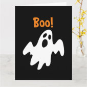 Halloween Scary Funny Holiday Ghost zegt Boo Kaart (Gele Bloem)