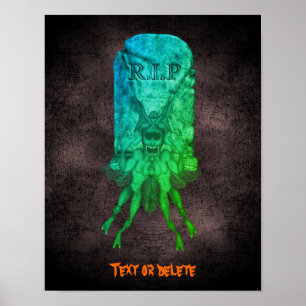 Halloween Scary Goblin Tombstone gepersonaliseerd Poster