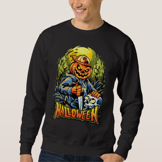 Halloween Scary Jack O Lantern die een schedel mee Trui (Voorkant)