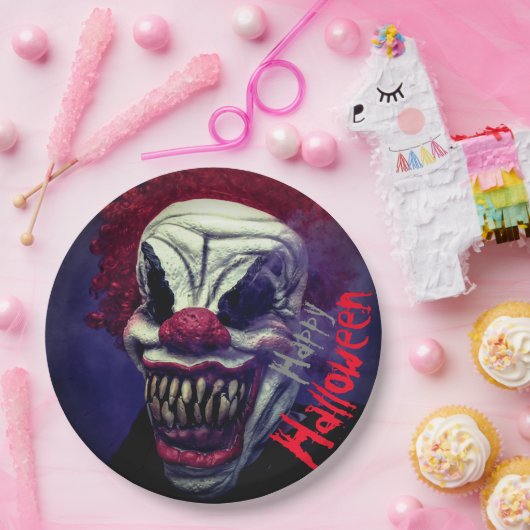 Halloween Scary Monster Clown Papieren Bordje (Feest)