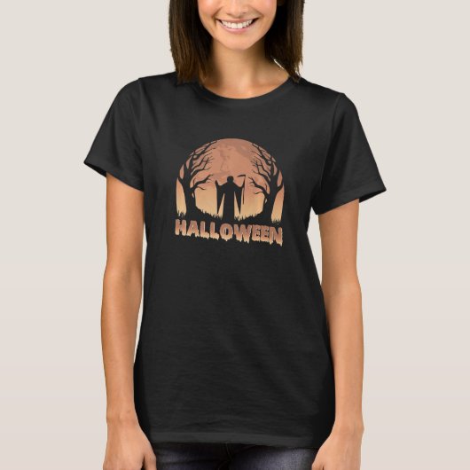 Halloween Scary Moonlit Grim Reaper Spooky Gothic T-shirt (Voorkant)