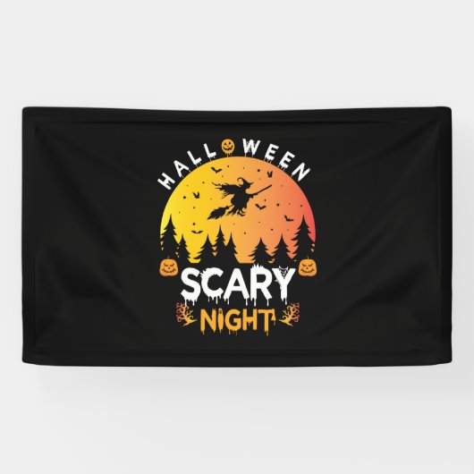 Halloween Scary Naight Birthday Spandoek (Horizontaal)