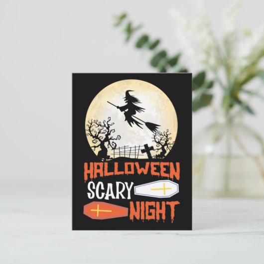 Halloween Scary Night Creepy Witch Halloween Kaart (Staand voorkant)