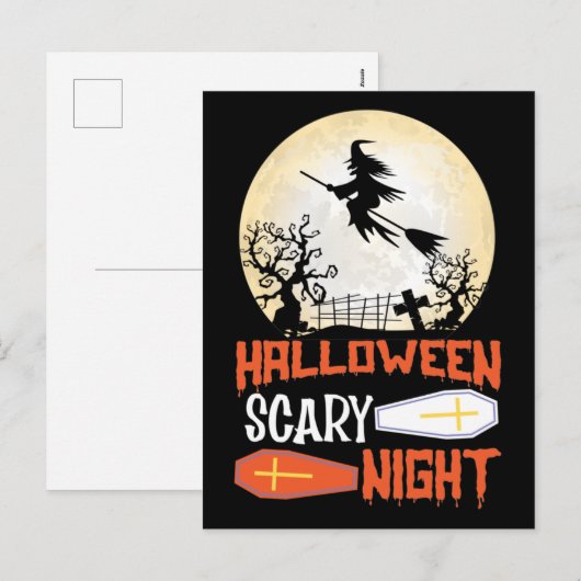 Halloween Scary Night Creepy Witch Halloween Kaart (Voorkant / Achterkant)