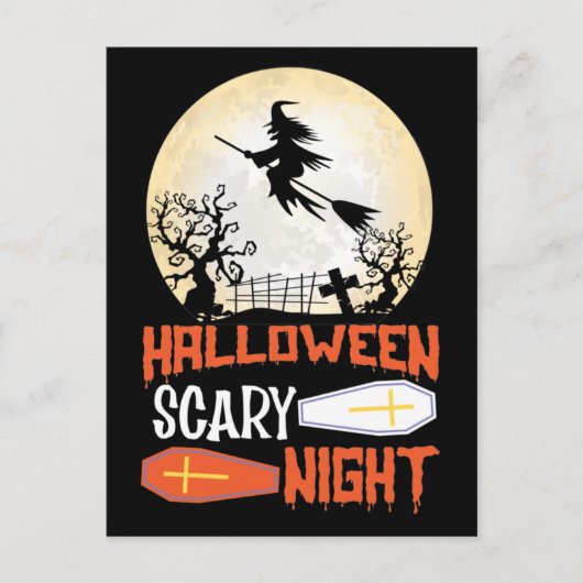 Halloween Scary Night Creepy Witch Halloween Kaart (Voorkant)
