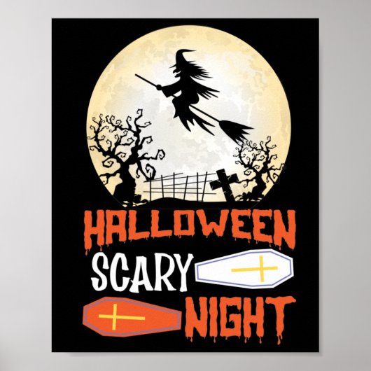 Halloween Scary Night Creepy Witch Poster (Voorkant)